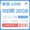 [韓国eSIM｜メール納品]韓国SIM｜お得！！ 30GB高速データ通信｜SKT・LG U⁺対応の4G・5G回線｜即日発行、QRコードで簡単設定｜テザリング対応｜旅行・出張・留学に最適LINE365日24時間サポート｜非物理SIM｜有効期限はご購入日より180日以内 10日