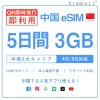 [中国本土eSIM｜メール納品]中国本土SIM｜お得！！ 3GB高速データ通信｜CHINA MOBILE、CHINA TELECOM、CHINA UNICOM対応の5G/4G回線｜即日発行、QRコードで簡単設定｜テザリング対応｜旅行・出張・留学に最適LINE365日24時間サポート｜非物理SIM 5日
