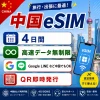 中国eSIM|中国SIM・eSIM対応|海外旅行・出張・留学|プリペイドSIM|いーしむ|SIMカード(4日間高速無制限 5Mbps)